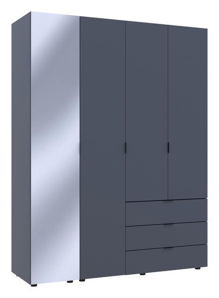 Шкаф для одежды "Гелар" 155х50х203 см. 3ДСП/Зеркало, Графит ДР-1716 фото