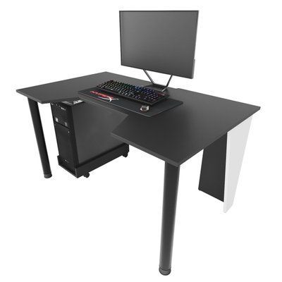 Стол геймерский "GAMER-2" 135х80х75 см. Черный/Белые боковины ЗС-2226 фото