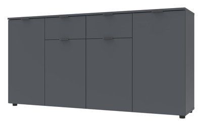 Комод "Рон 7" 160х38х81 см. 4 фасади, 2 шухляди, Графіт ДР-1858 фото