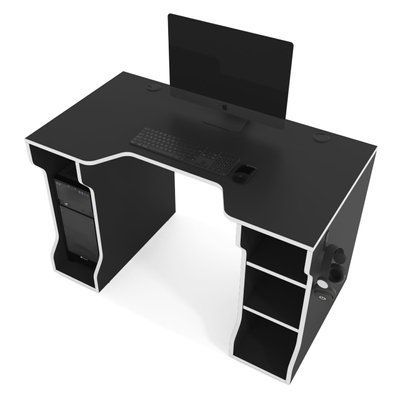 Геймерський стіл "TRON-4" 120х65х75 см. Чорний/Білий ЗС-2384 фото