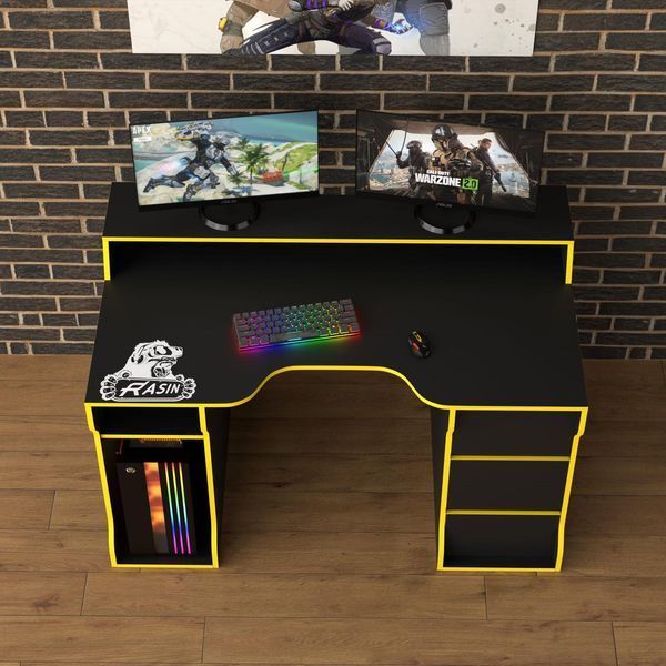 Геймерський стіл Rasin RS-26 140х80х75 см. Чорний/Жовта кромка ТС-7591 фото