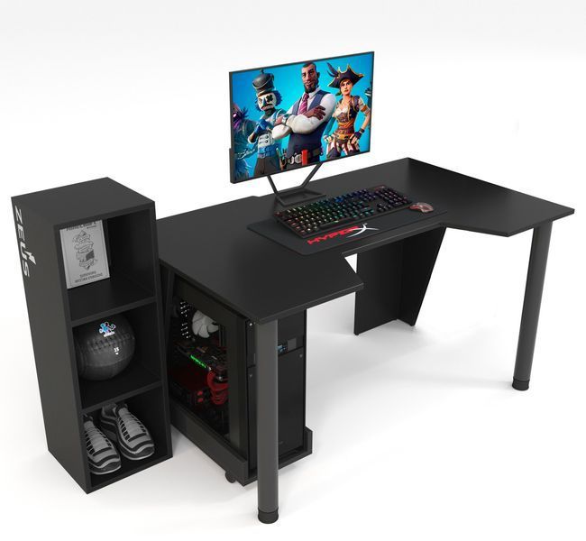 Стіл геймерський "GAMER-4" 120х80х75 см. + Стелаж 32х30х92 см. Чорний ЗС-2236 фото